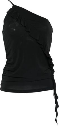 Pinko Top met &eacute;&eacute;n schouder - Dames - Tops zonder mouwen - Zwart - M - Nylon - Tops