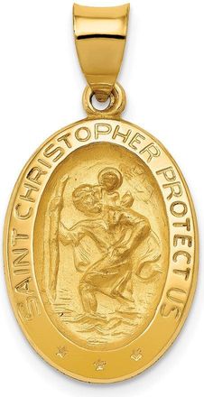 Diamond2Deal 14k Yellow Gold Polished and Satin St Christopher Medal Hollow Pendant