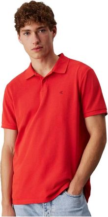 Calvin Klein Tops, Heren, Rood, S, Katoen, Rode Polo Shirt Regular Fit Geborduurd