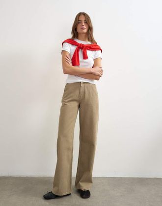Topshop jeans senza cintura beige-Neutro