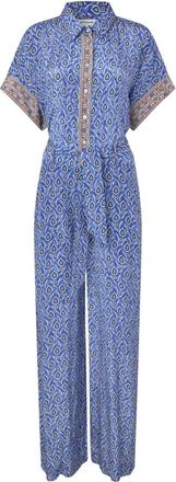 Lollys Laundry Etnisch ge&iuml;nspireerde jumpsuit in blauw en oranje - Dames - Jumpsuits - Blauw - M - Jumpsuits & Playsuits