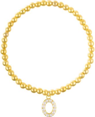 Adornia Faux Pearl Initial Charm Beaded Bracelet in Gold White-O at Nordstrom Rack