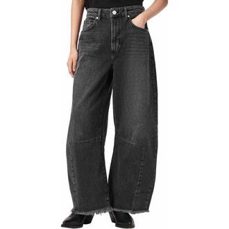 AllSaints Payton Barrel Leg Jeans in Washed Black at Nordstrom, Size 25