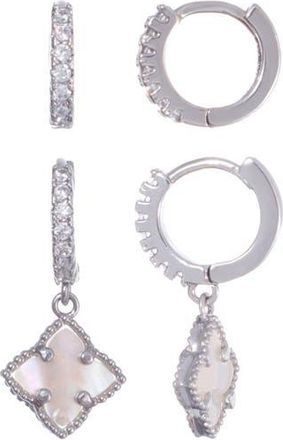 Adornia Set of 2 Clover of Hoop Earrings in Silver at Nordstrom Rack