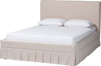 Baxton Studio Astin Queen Platform Bed With Pleated Skirt