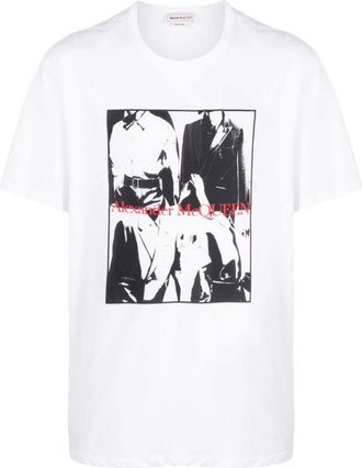 Alexander McQueen Fotoprint Katoenen T-shirt - Heren - T-shirts - Wit - S - Katoen - Tops