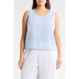 Renee C Stripe Sleeveless Cotton Top in Light Blue at Nordstrom Rack, Size 3X