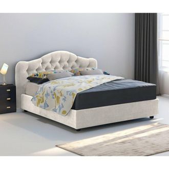 Dmora Cama Doble Allik, Colch&oacute;n Incluido, Hecho En Italia, Beige