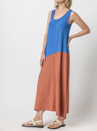 Lilla P Colorblock Tank Dress In Riviera/tandoori