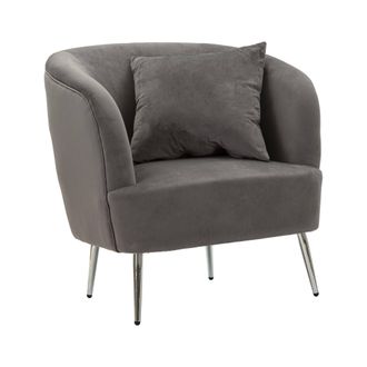 Dmora Dmora - Sill&oacute;n Landi, Asiento Acolchado, Sof&aacute; De Sal&oacute;n Individual, Silla Con Reposabrazos, 73x66 H78 Cm, Gris Y Plata