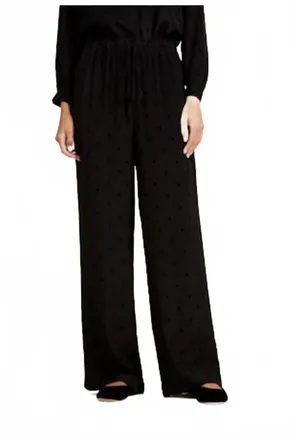 Trovata Vera Velvet Polka Dots Pant In Black