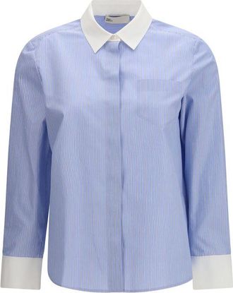 Tory Burch Blue Cotton Pattern Womens Shirt