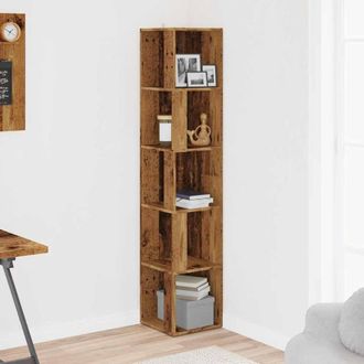 Berkfield Home Classic Corner Cabinet Old Wood 33x33x165 cm Engineered Wood in Brown | Size: 33 x 33 x 165 cm