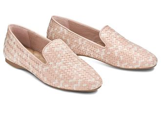 Birdies Starling Woven Flat Womens Shoes Pale Blush Basket Weave Woven : 6 M, Faux Leather