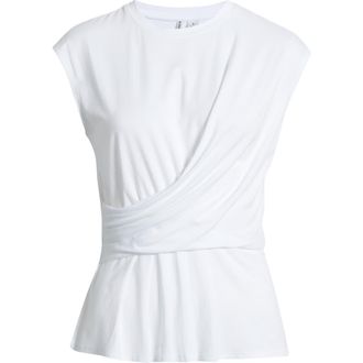 Nordstrom Draped Cap Sleeve Peplum Top in White at Nordstrom, Size Xx-Small