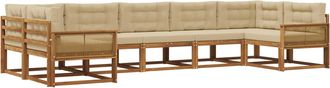vidaXL Conjunto De Sof&aacute;s De Exterior 7 Uds. Natural Y Beige Vidaxl