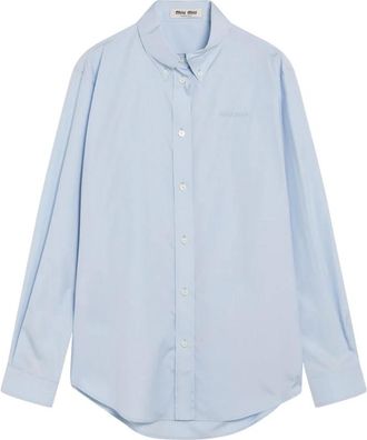 Miu Miu Dames, Blouses & Shirts, Blauw, Maat: M Katoen