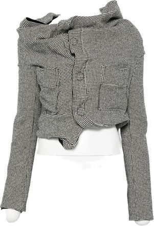 Junya Watanabe Houndstooth-pattern Draped-design Jacket
