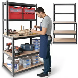 OEM Banco Da Lavoro Con Ripiani In Metallo, 180 X 100 X 60 Cm, Modello Humberg Hr-855, Nero