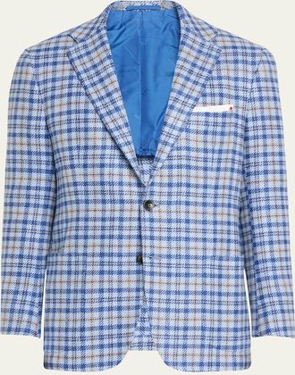 Kiton Mens Graph Check Sport Coat