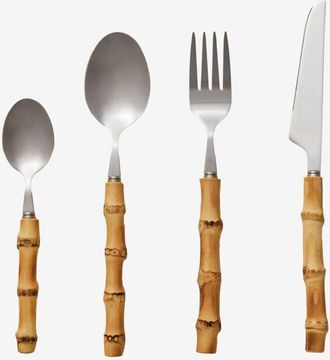 Sklum Posate in acciaio inossidabile con manico in bamb&ugrave; da 16 pezzi Visola Sklum