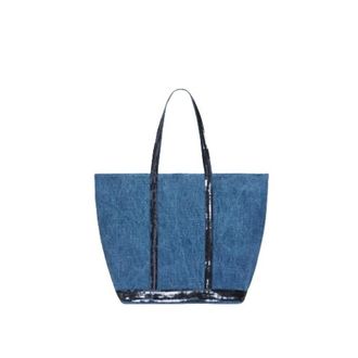 Vanessa Bruno L Zipped Cabas Tote - Dames - Shoppers - Blauw - ONE Size - Katoen - Tassen