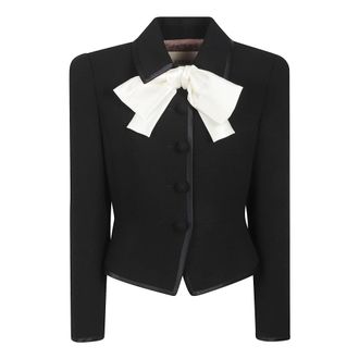 Valentino Garavani Crepe jas met strikdetail - Dames - Blazers - Zwart - M - Wol - Jassen