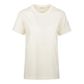 Moncler T-Shirts, female, White, Size: XS Embroidery Logo T-Shirt