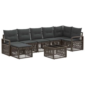 vidaXL Conjunto De Sof&aacute;s De Jard&iacute;n 8 Pcs Gris Rat&aacute;n Sint&eacute;tico Vidaxl