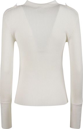 Courr&egrave;ges Long Sleeve Ribbed Polo Neck Sweater