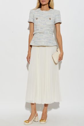 Self Portrait Chiffon Boucl&eacute; Dress, Womens, Light Blue
