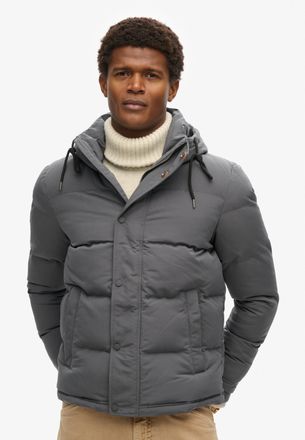 Superdry Steppjacke SUPERDRY Everest Hooded Puffer Jacket, Herren, Gr. 3XL, schwarz (charcoal), Web, Obermaterial: 100% Polyester, unifarben, loose fit, Jacken
