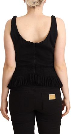 Ermanno Scervino Womens Black Cotton Sleevelesss Tank Casual Top Modal