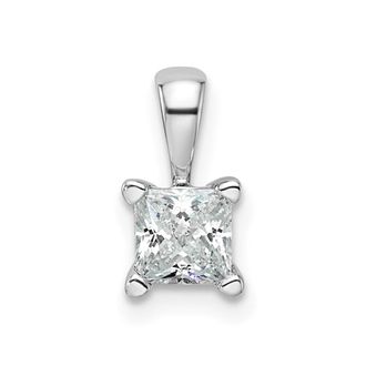 Diamond2Deal 14k White Gold 1/2 Ct Princess Lab Grown Diamond Pendant Necklace 18 Clarity VS, Color G-H