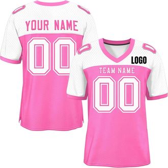 Generic Custom American Football Jersey for Men Women Youth Personalised Athletic Mesh Sport T-Shirt with Name Number 9 Oversized Short Sleeves Breathable and