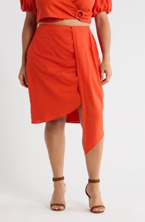 Sugarlips Bet on You Faux Wrap Skirt in Red Orange at Nordstrom, Size 1 X