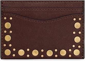 Rebecca Minkoff Noemie Stud Leather Card Case in Maple Brown at Nordstrom Rack