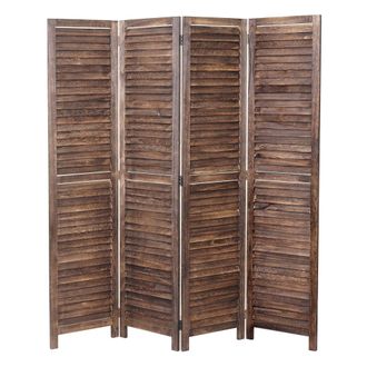 Hhg Hhg - Nunca Usado] Biombo 836, Biombo Separador De Ambientes, Aspecto Shabby Vintage, 170x160cm, Marr&oacute;n