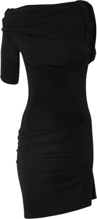 Jacquemus Zwarte Gedrapeerde Mini Jurk - Dames - Korte kleedjes - Zwart - XS - Polyester - Kleedjes