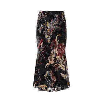 Etro Black Floral Maxi Skirt
