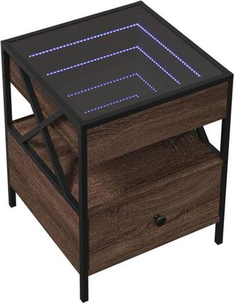 vidaXL Coffee Table with Infinity led Brown Oak 40x40x51 cm Vidaxl