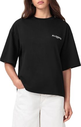 AllSaints Guardian Amelie Oversize Cotton Graphic T-Shirt in Black at Nordstrom, Size X-Small