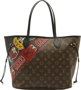 Louis Vuitton Brown Red Color Monogram Canvas Handbag Tote Bag (Pre-Owned)