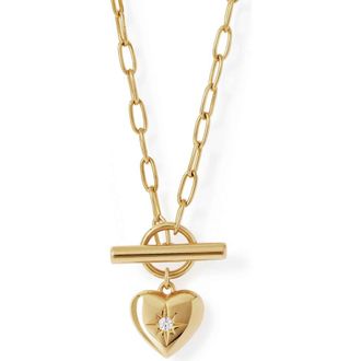 Astley Clarke Gold Biography Heart T-Bar Necklace at Nordstrom, Size 18