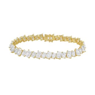 Diana M. Jewels 14kt Yellow Gold 26.00cts Lab Grown Slanted Radiant Diamond Tennis Bracelet
