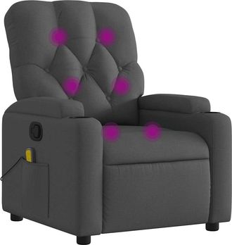 vidaXL Sill&oacute;n De Masaje Reclinable De Tela Gris Oscuro Vidaxl