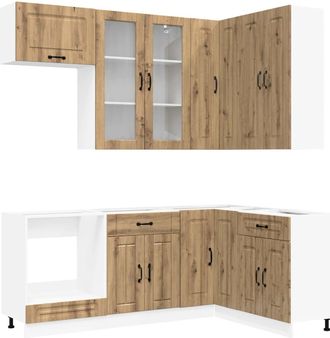 vidaXL Unidad De Cocina Kalmar 8 Uds. Roble Artisan Vidaxl