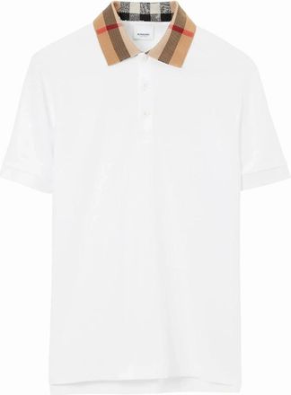 Burberry Mens Burberry Vintage Check Print Collar Polo Shirt White - Size: 42
