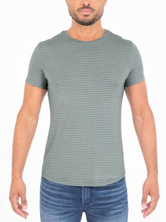 Monfrere Dann Premium Luxe T-Shirt In Sage Stripe