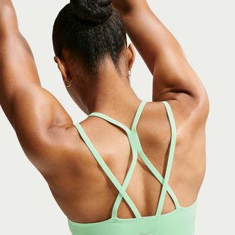 Nike Womens Zenvy Strappy Light-Support Padded Sports Bra in Green | IB9847-391